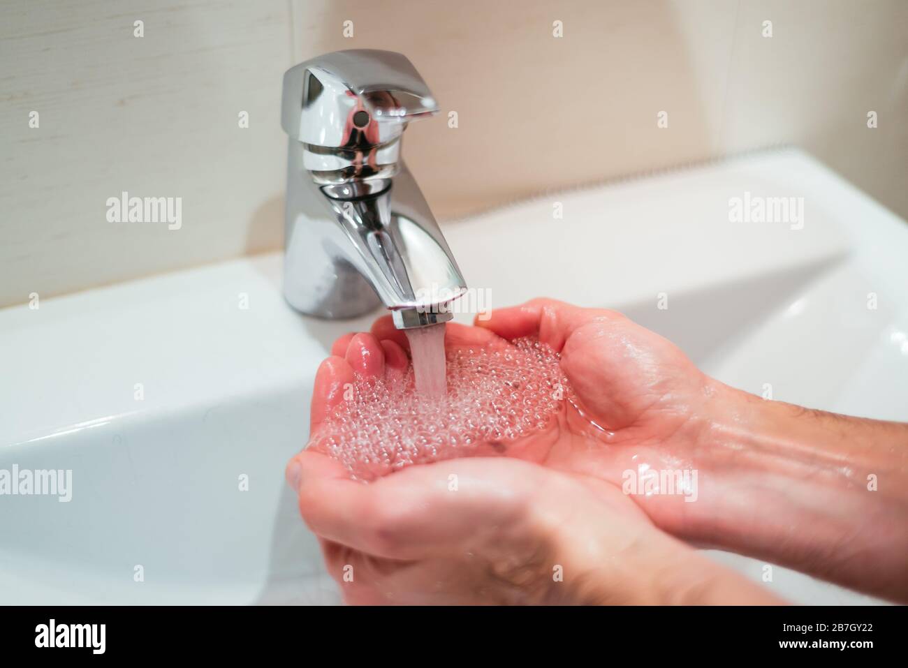 Man washing his hands. Close up Stock Photo Alamy