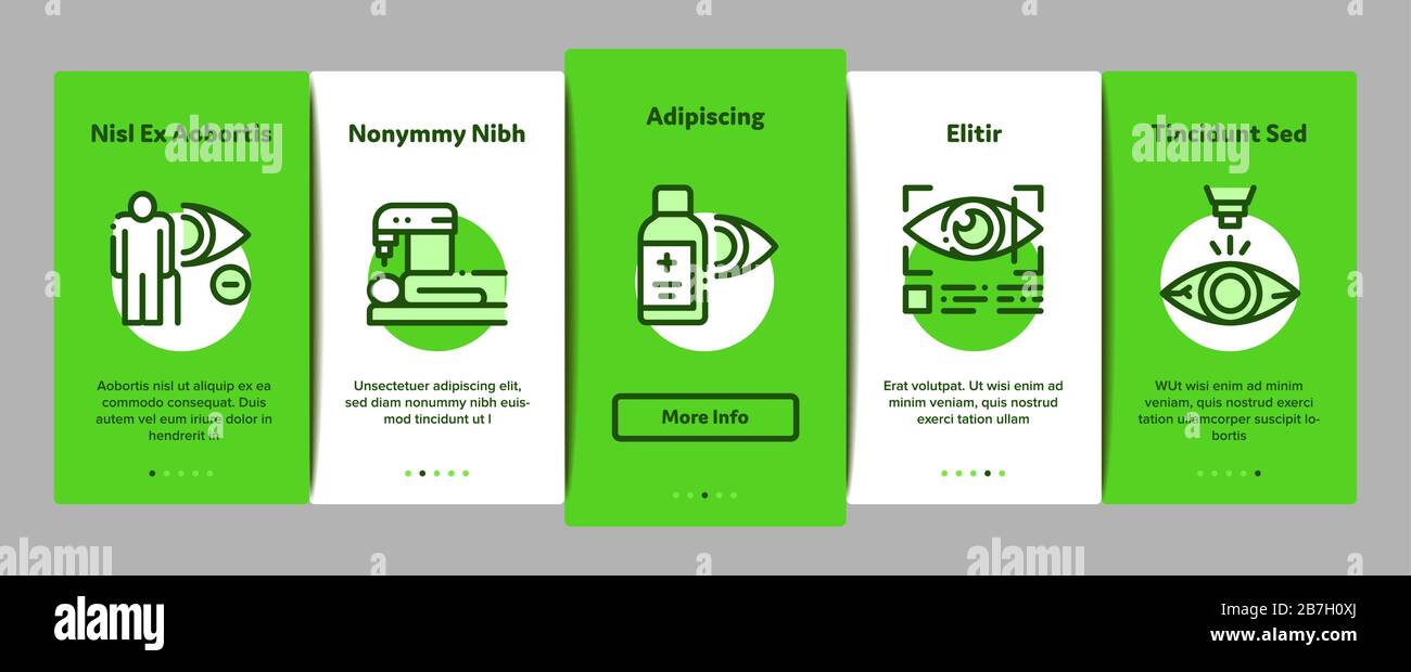 Glaucoma Ophthalmology Onboarding Elements Icons Set Vector Stock Vector