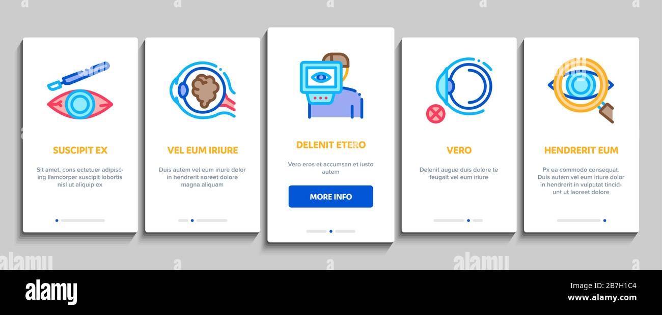 Glaucoma Ophthalmology Onboarding Elements Icons Set Vector Stock Vector