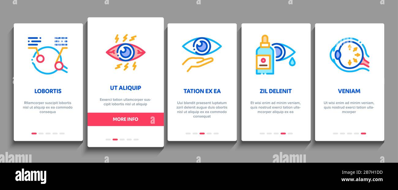 Glaucoma Ophthalmology Onboarding Elements Icons Set Vector Stock Vector