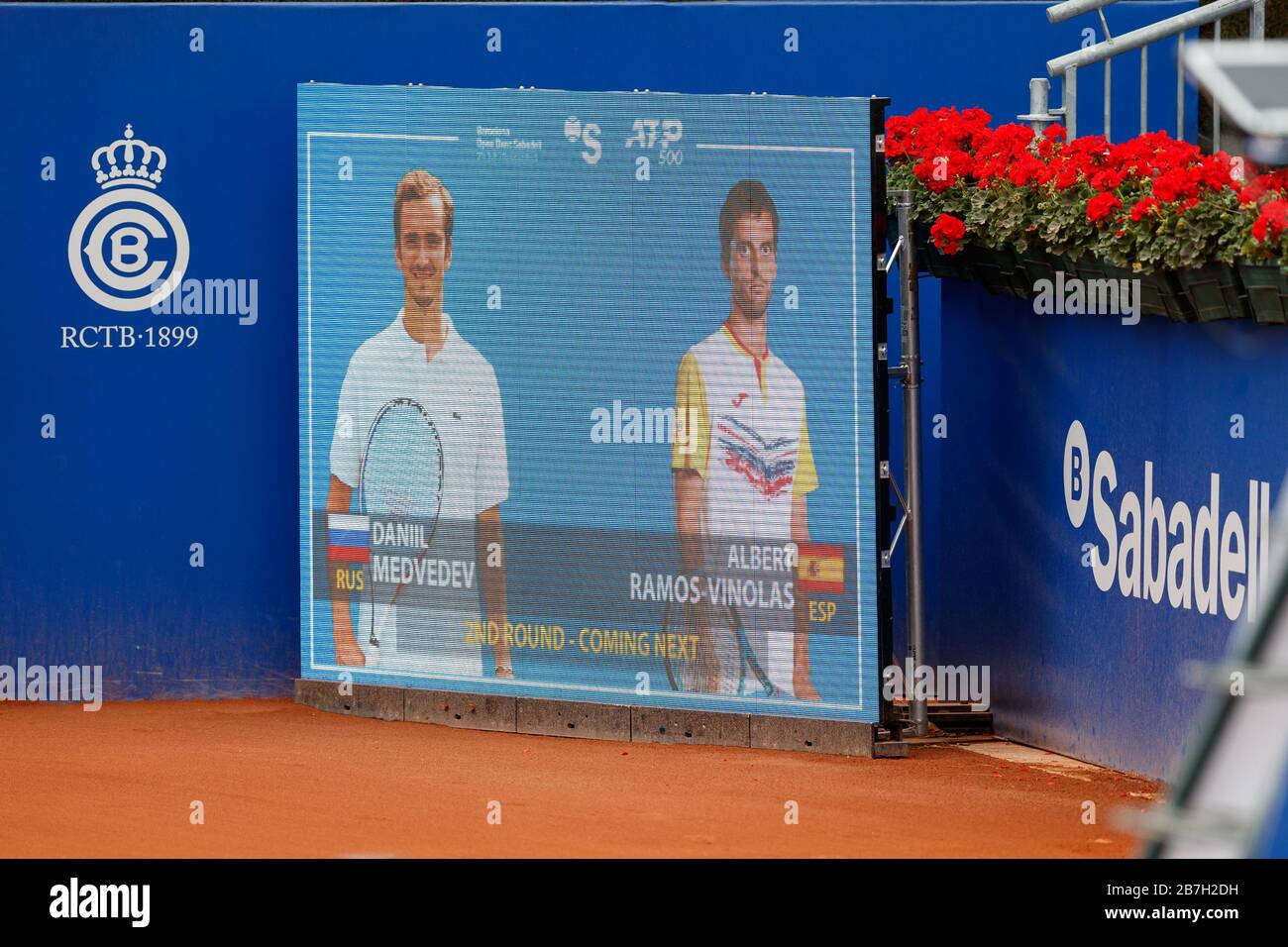daniil medvedev from Russia competes with Albert Ramos from Spain during the ATP 500 Barcelona Open Banc Sabadell 67 Trofeo Conde de Godo in Reial Clu Stock Photo