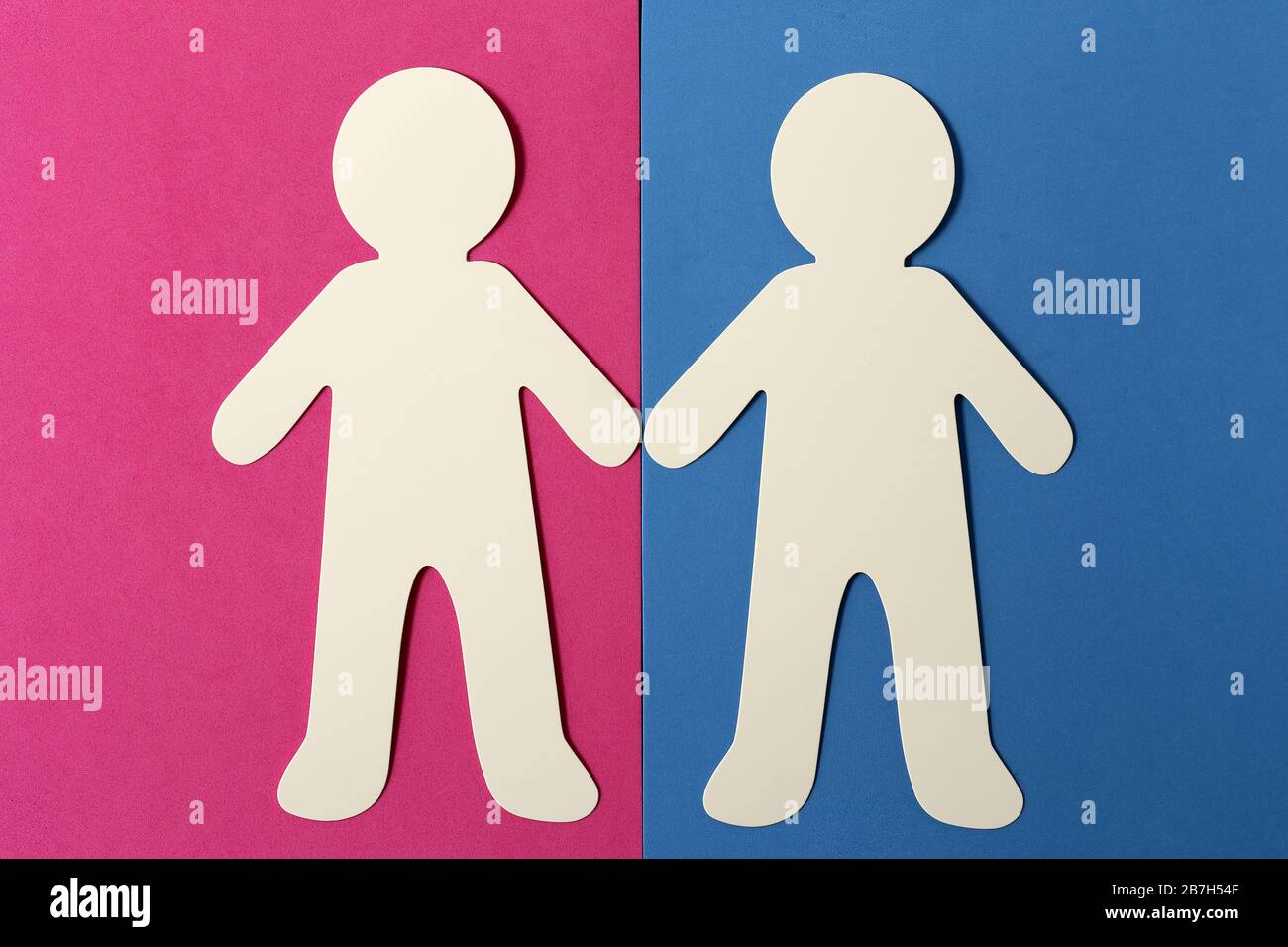 LGBT culture symbol, homosexual family concept,silhouette of women on colored flag Stock Photo