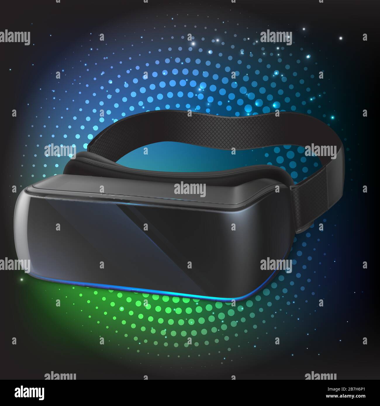 Vector optical headmounted display or virtual reality glasses front view isolated on background