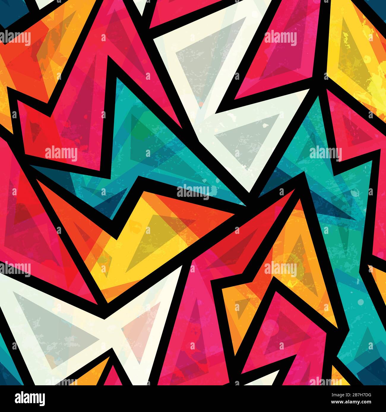 abstract colorful geometric seamless pattern with grunge effect Stock Vector