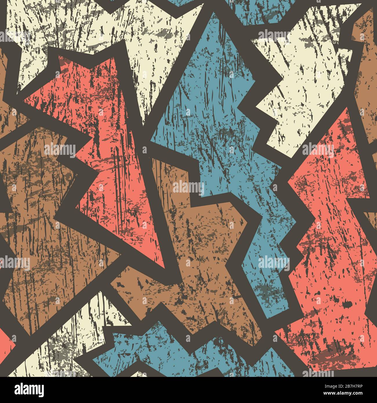 ancient geometric seamless pattern with grunge effect Stock Vector