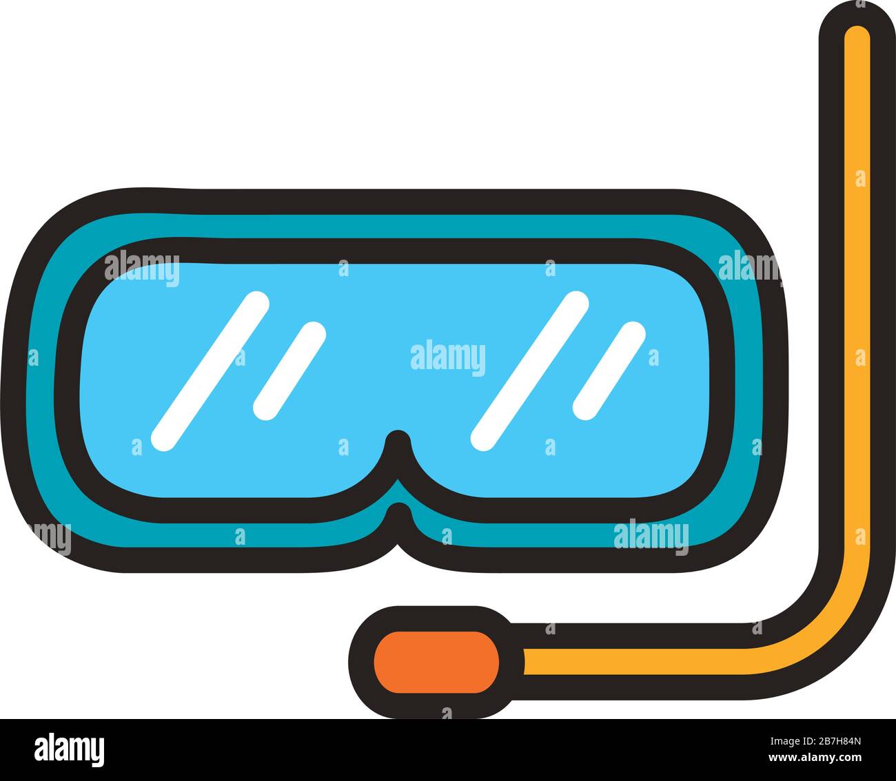 snorkel accessory line and fill style icon Stock Vector