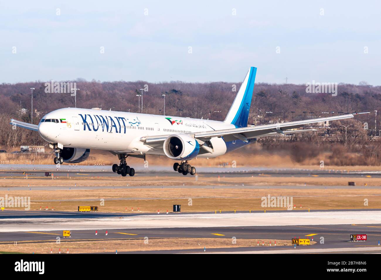 New York, USA February 27, 2020 Kuwait Airways Boeing 777 Dreamliner