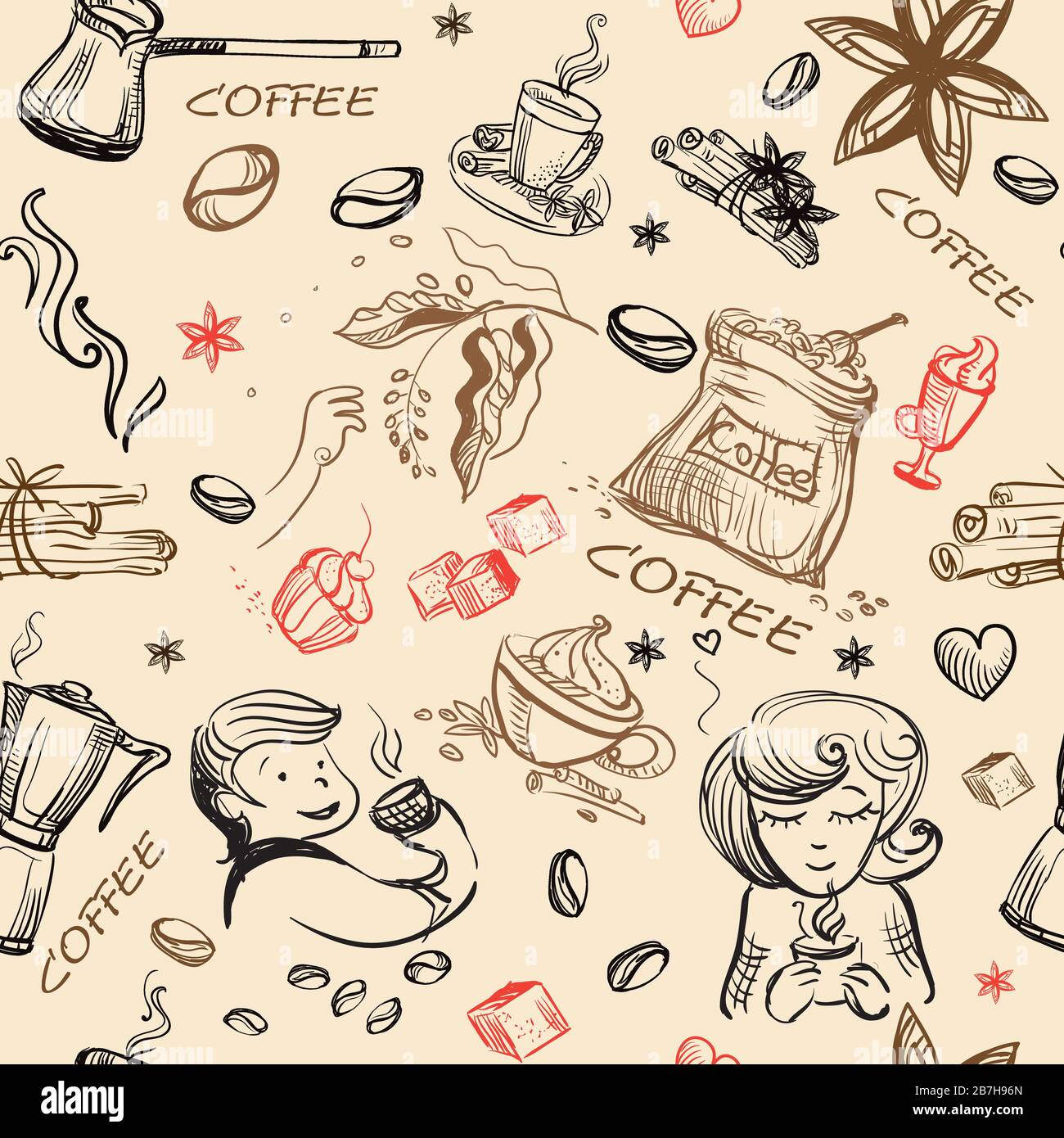 Coffee doodle hi-res stock photography and images - Alamy