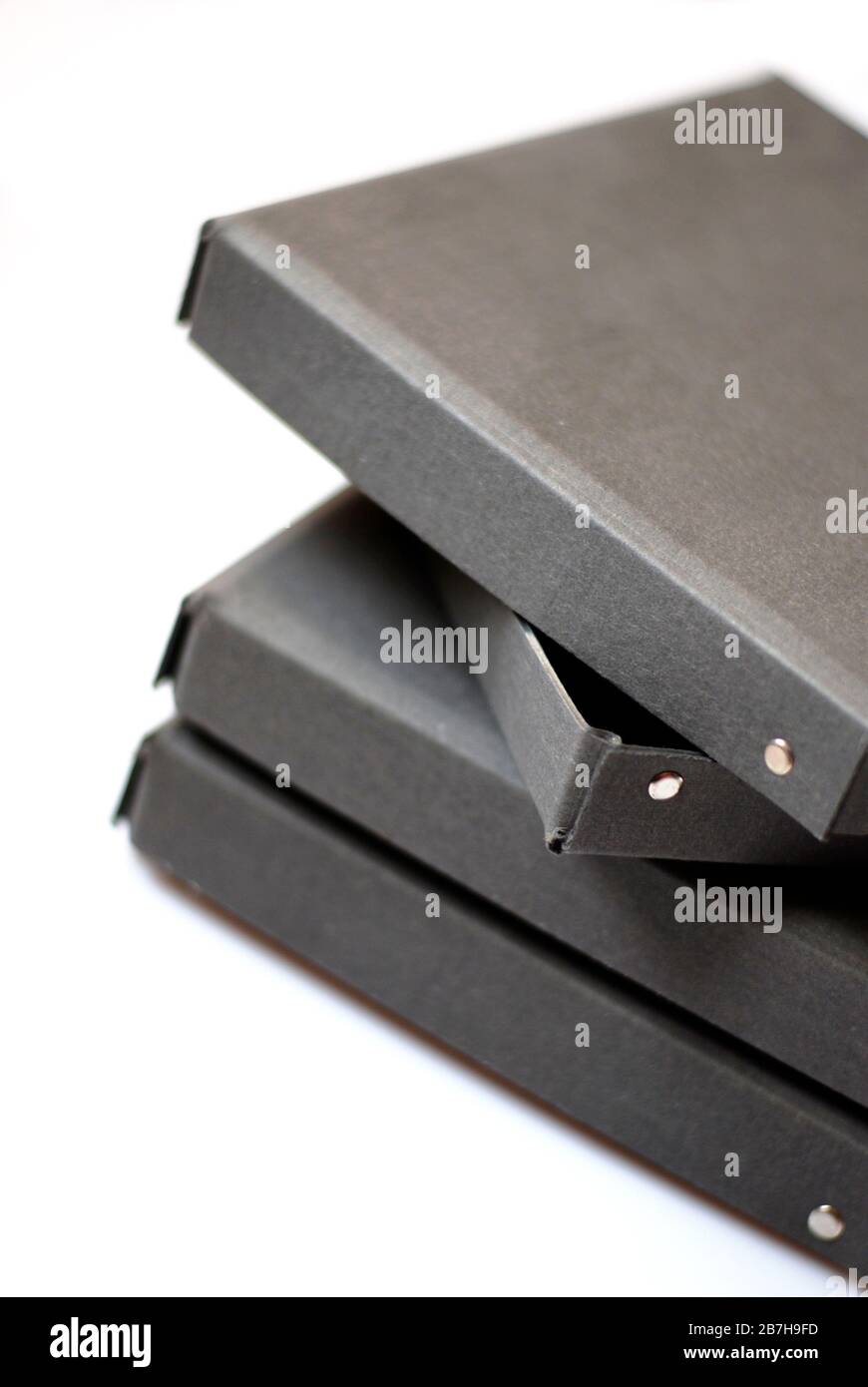 grey archive cardboard boxes Stock Photo Alamy