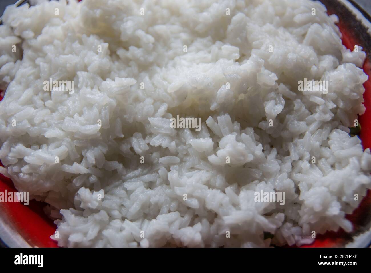 withe long grain rice an a plate Stock Photo - Alamy
