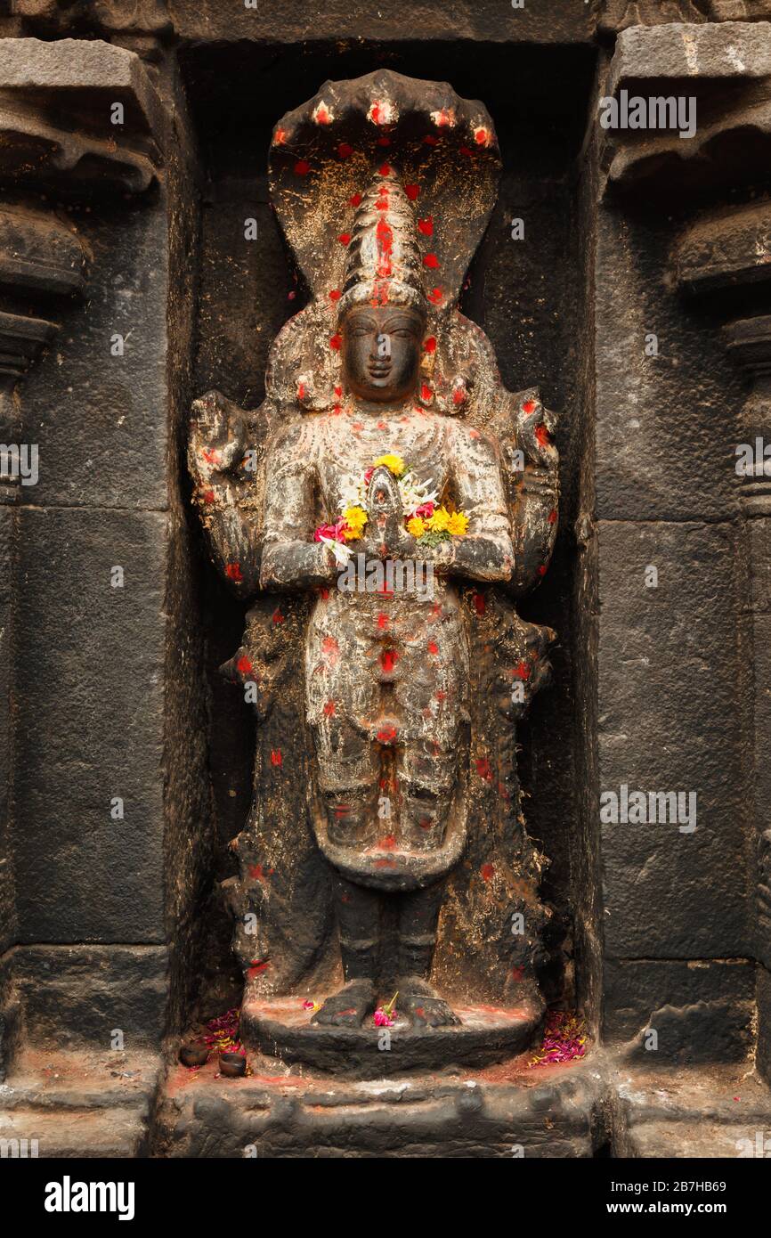 Vishnu image in Hindu temple. Arunachaleswarar Temple, Tiruvannamalai, Tamil Nadu, India Stock Photo