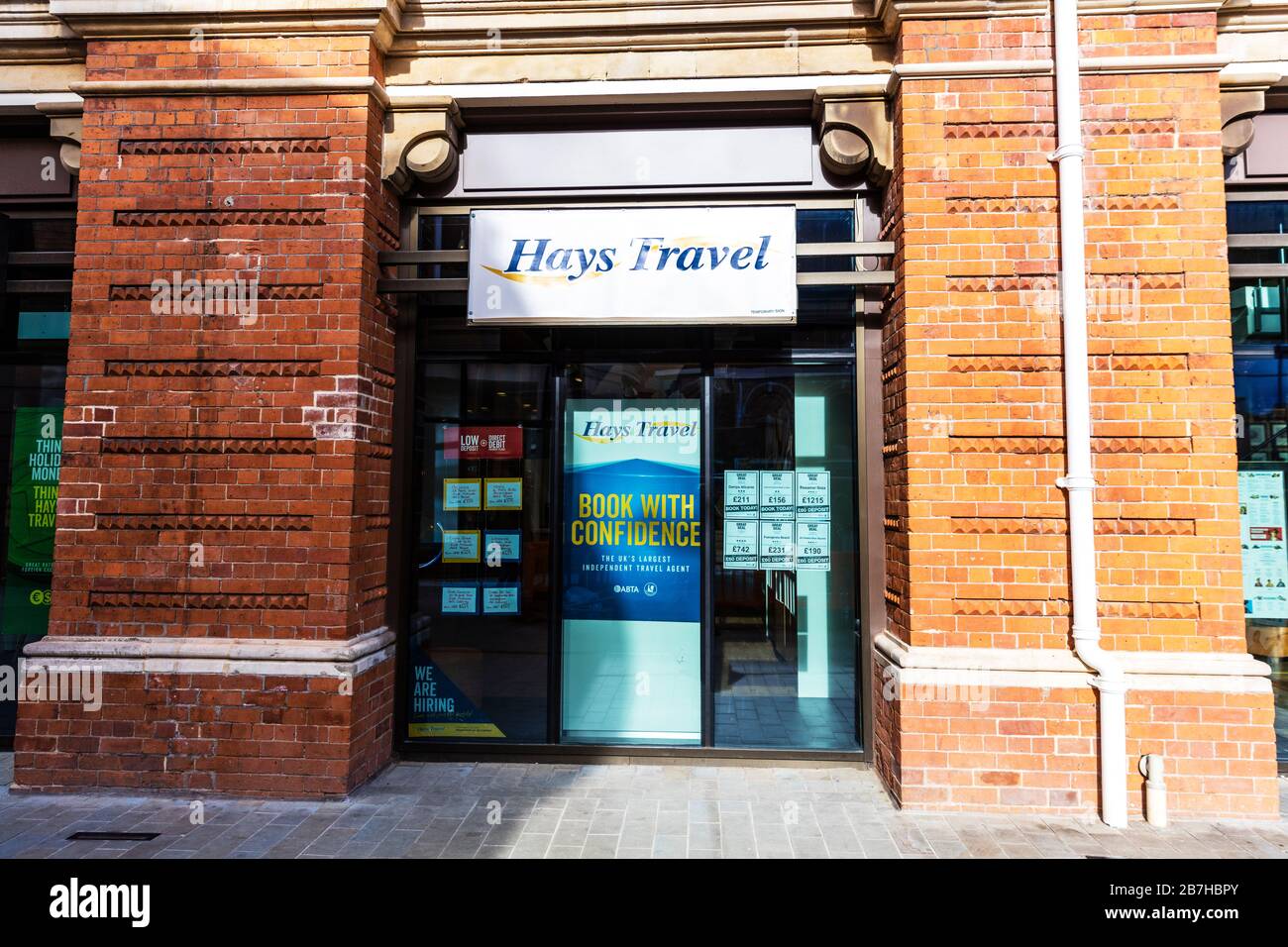 Hays Travel, Lincoln City Lincolnshire UK England, Hays Travel shop, Hays Travel logo, Hays Travel sign, Hays Travel agents, Hays Travel store, Stock Photo