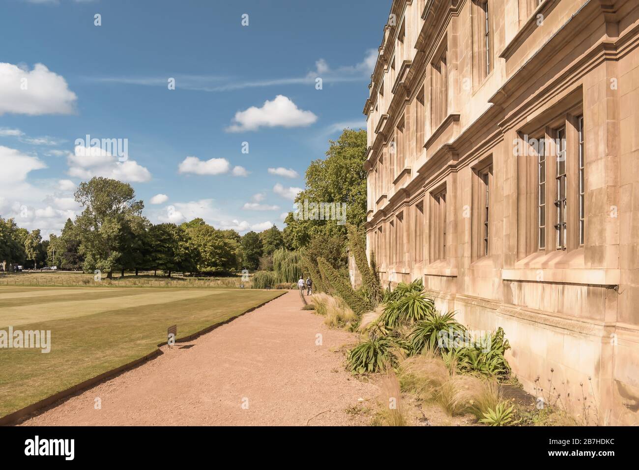 Cambridge, Cambridgeshire / England, United Kingdom -  People are exploring King's college Cambridge University yard Stock Photo