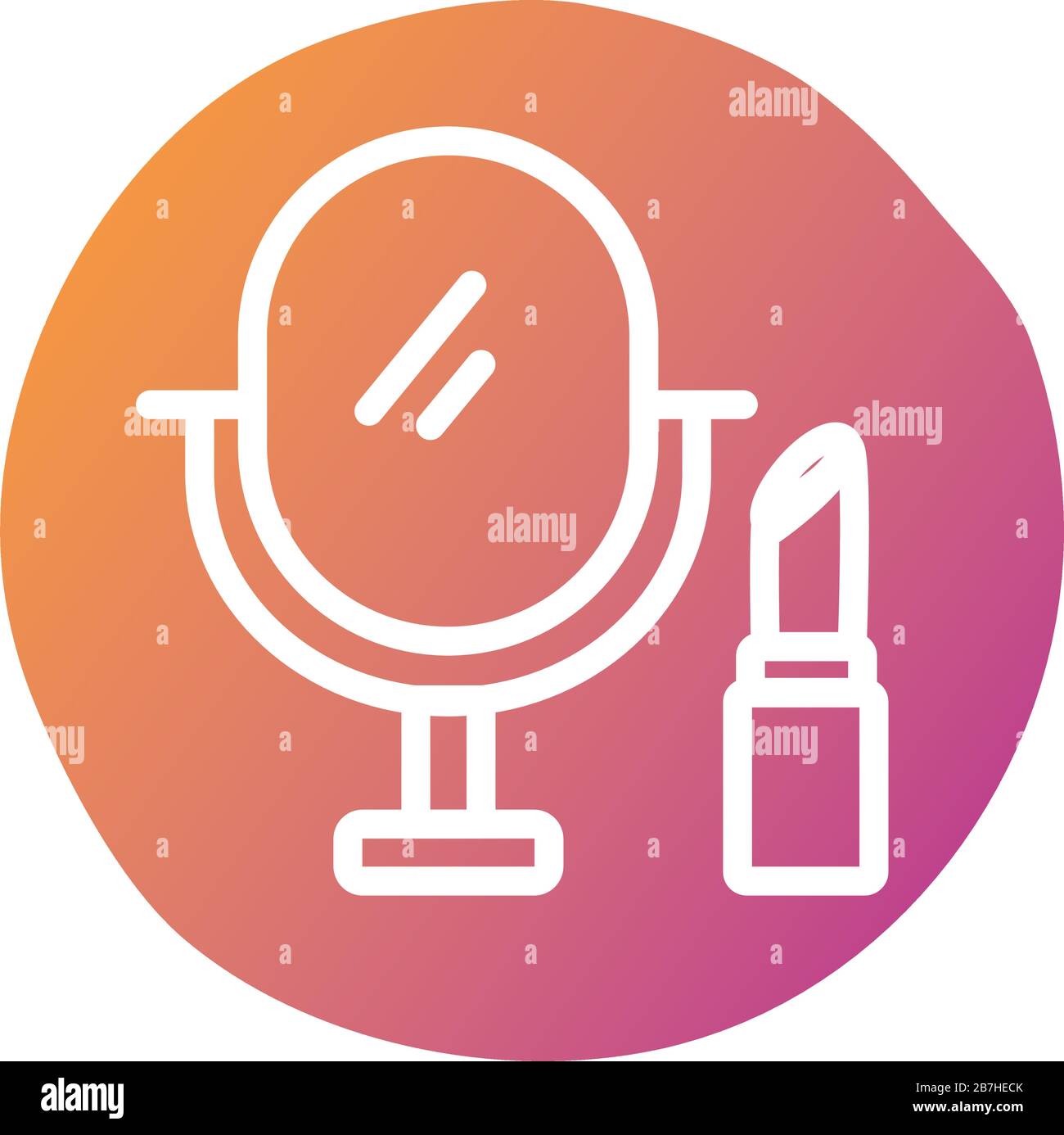 mirror and lipstick makeup block icon Stock Vector