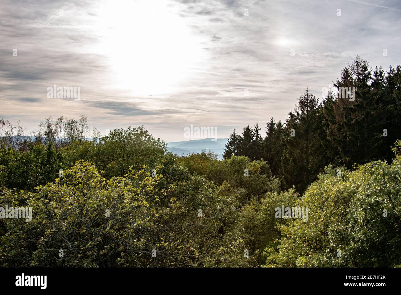 Panoramic view of the Sieger and Sauerland Stock Photo