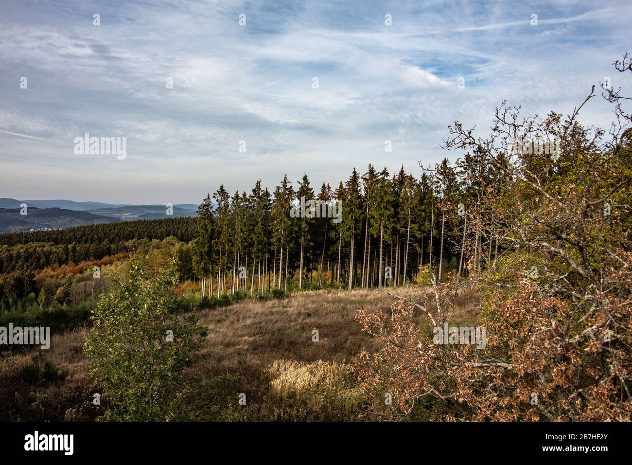 Panoramic view of the Sieger and Sauerland Stock Photo