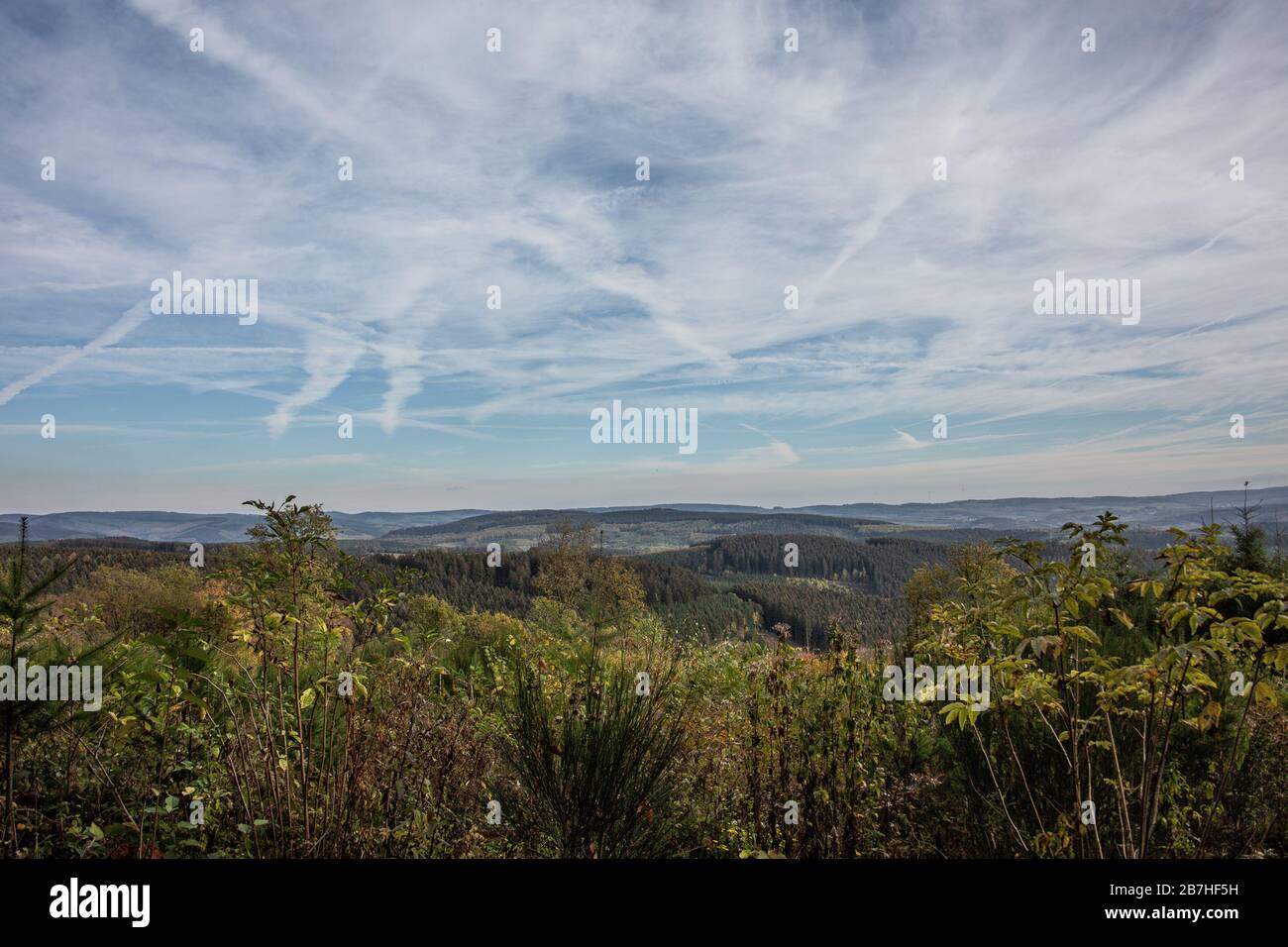 Panoramic view of the Sieger and Sauerland Stock Photo
