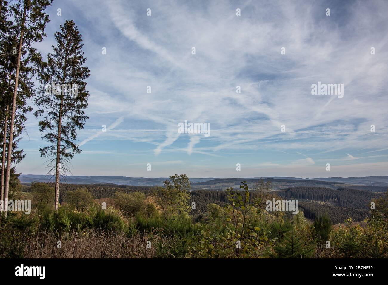 Panoramic view of the Sieger and Sauerland Stock Photo