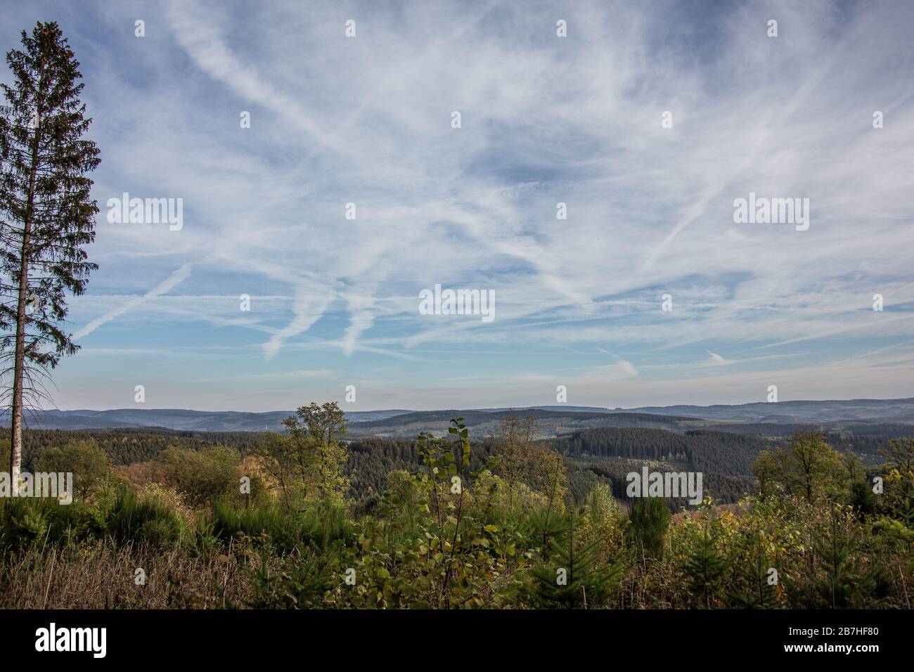 Panoramic view of the Sieger and Sauerland Stock Photo