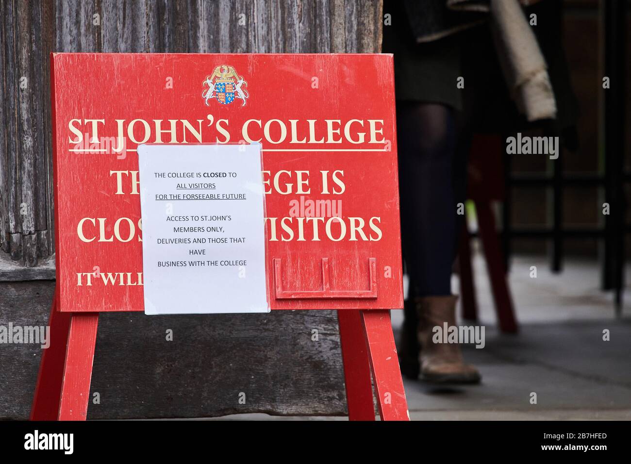 St John's college, university of Cambridge, England, closed to visitors for foreseeable future, on 16 march 2020, due to the coronavirus (covid-19) pandemic. Stock Photo