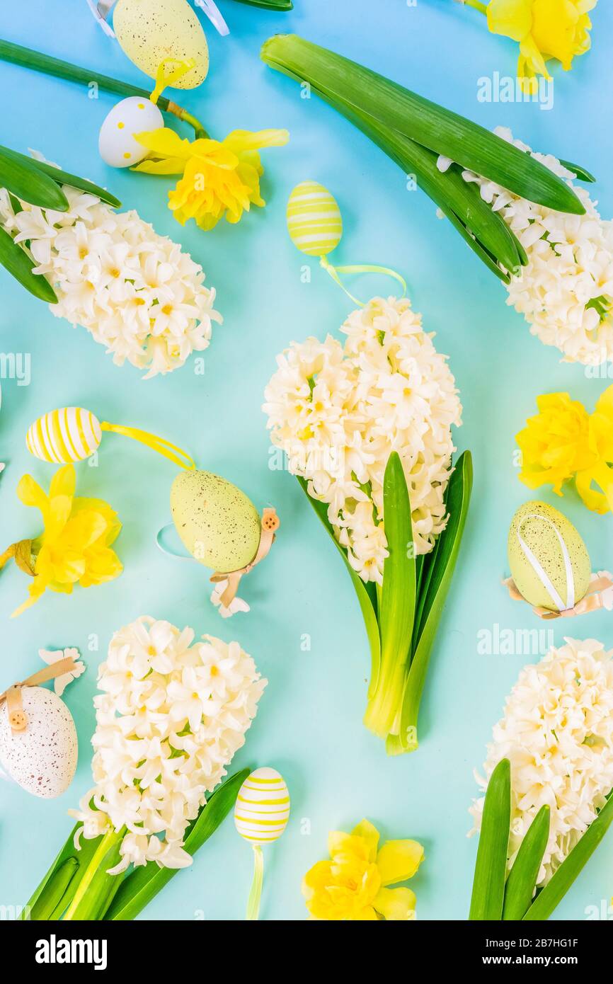Easter scene with colored eggs Stock Photo - Alamy
