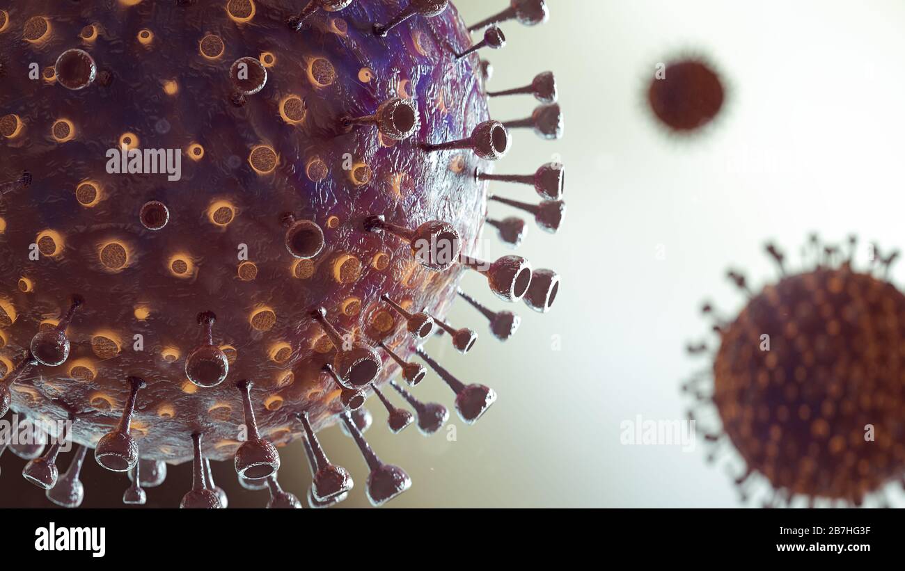 COVID-19 SARS, Coronavirus , SARS-CoV, SARS CoV, virus 2020 , MERS-CoV ,chinese virus 2019-nCoV - 3D Rendering Stock Photo