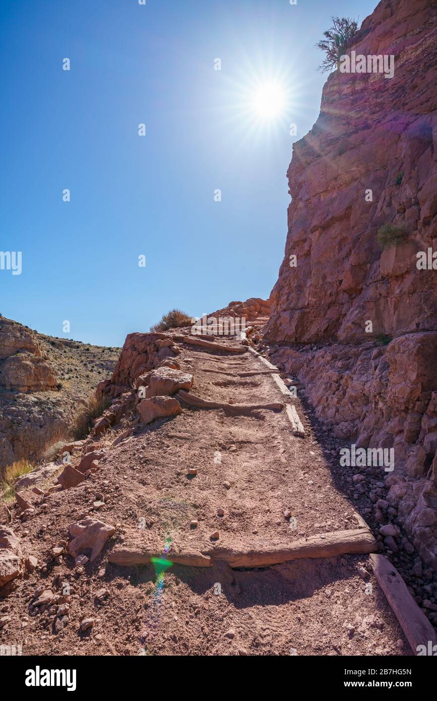 hiking the south kaibab trail at skeleton point in grand canyon national park in arizona in the