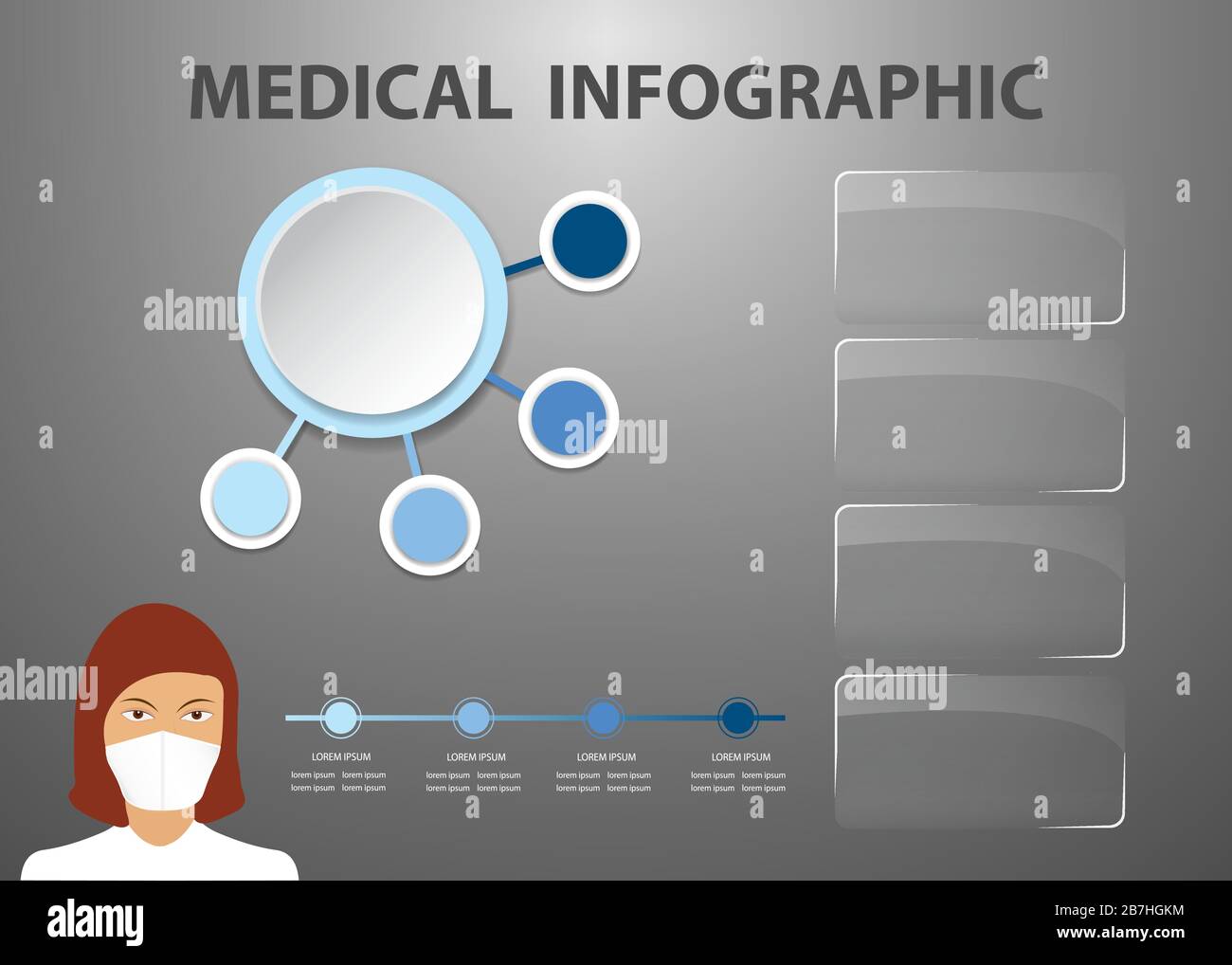 Medical infographic showing doctor with medical mask and four ...