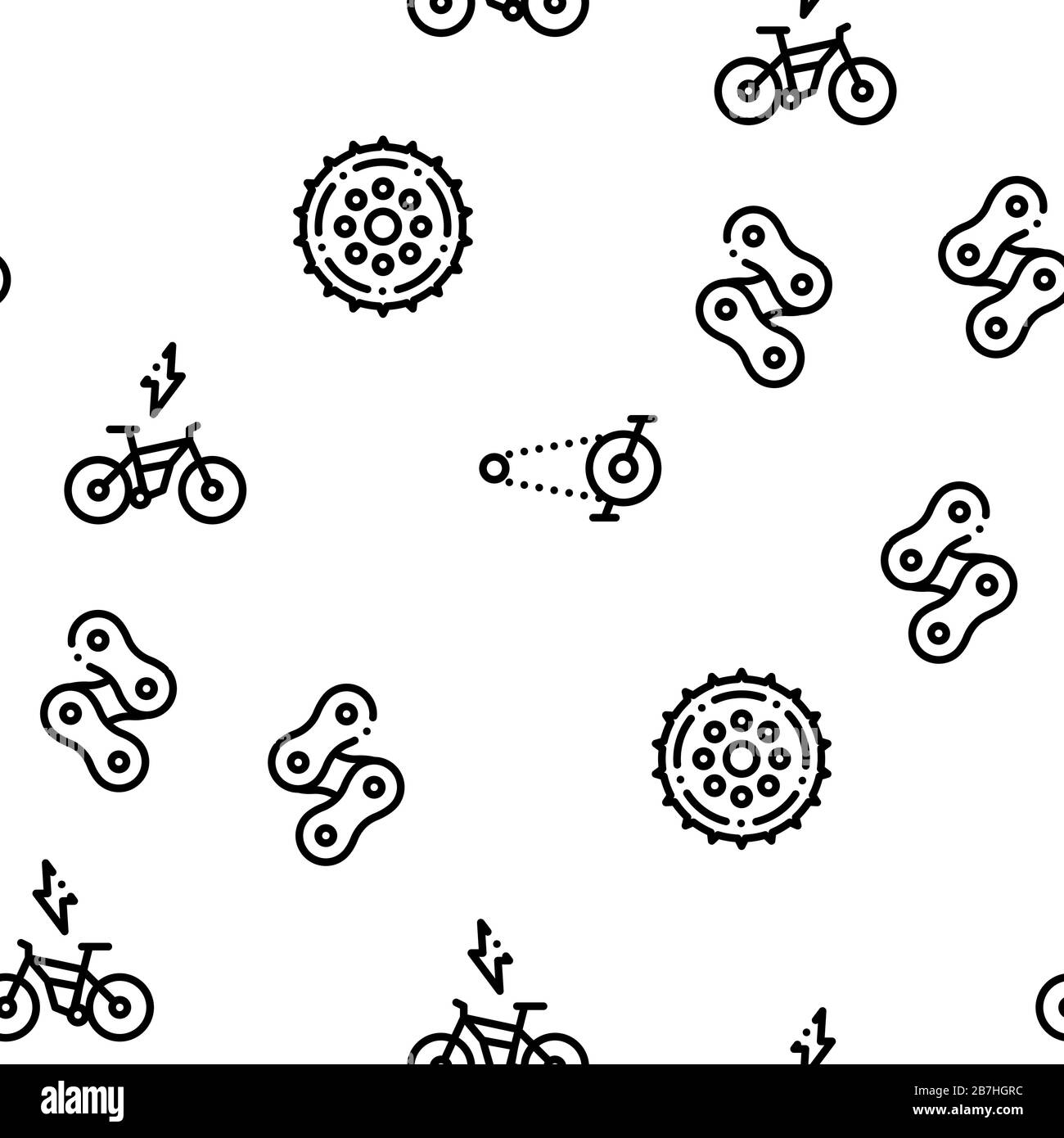 Bicycle Bike Details Seamless Pattern Vector Stock Vector
