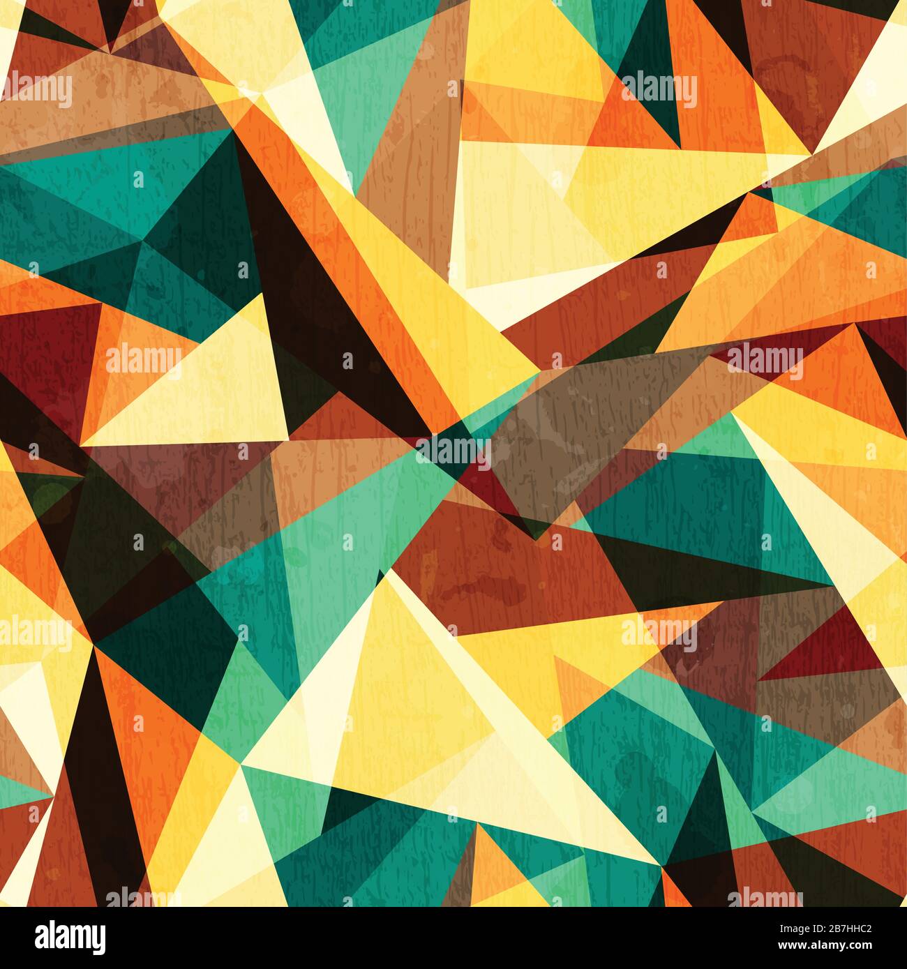 colored triangle seamless texture with wood effect Stock Vector