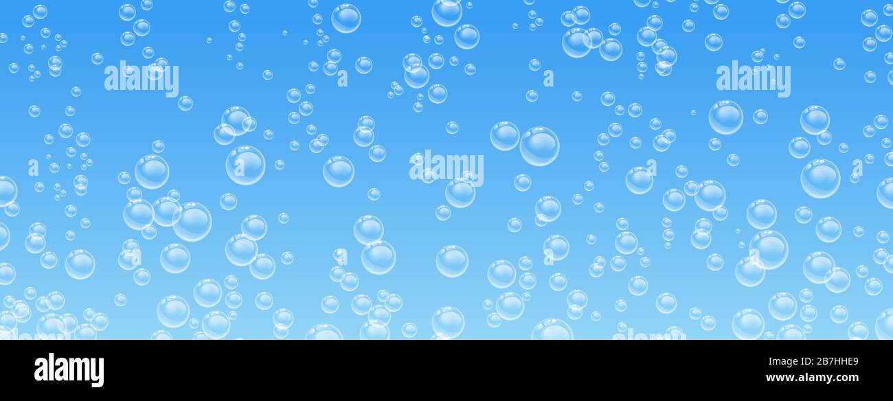 Bubbles in water on blue background Stock Vector