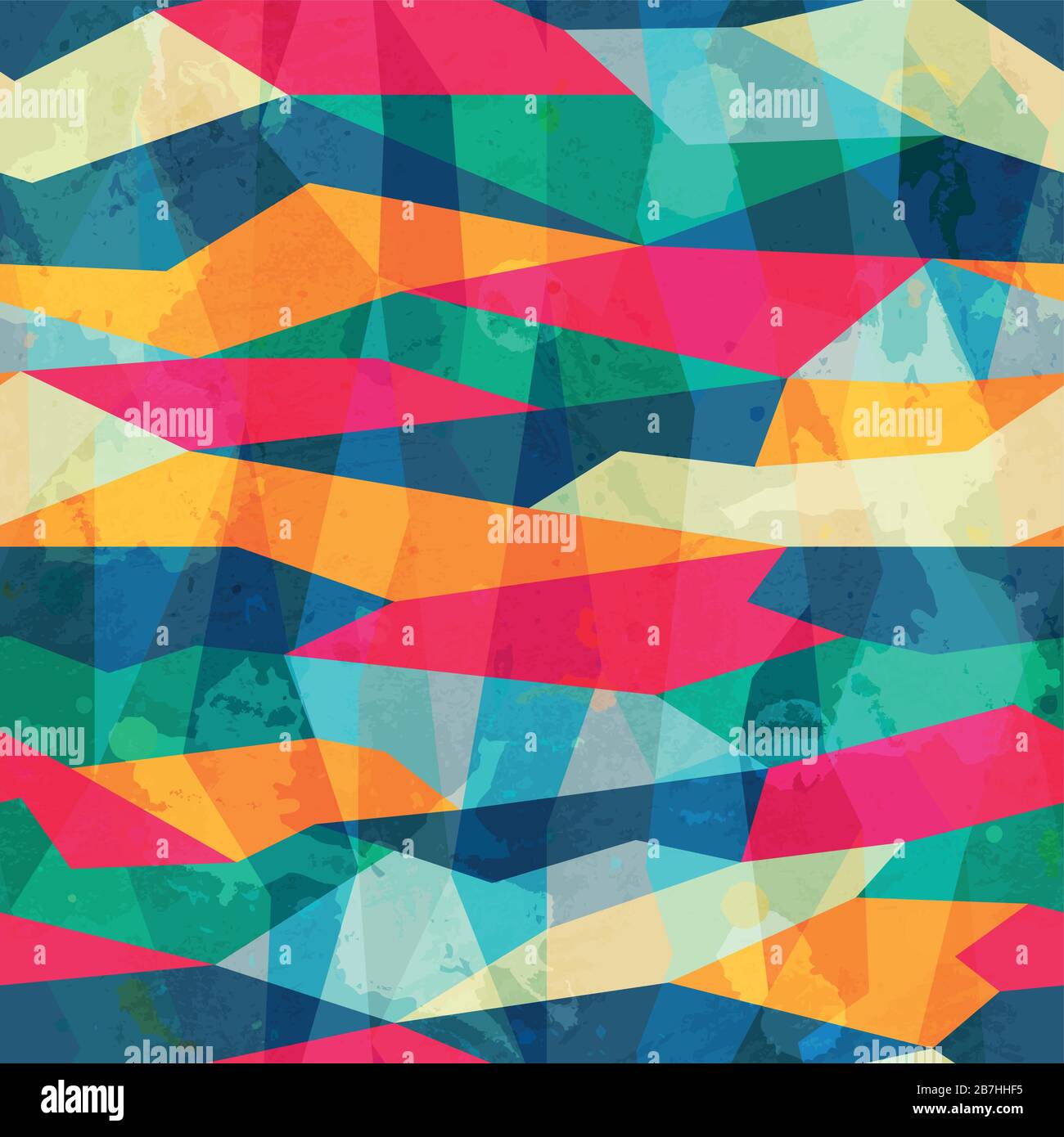colored mosaic seamless pattern with grunge effect Stock Vector