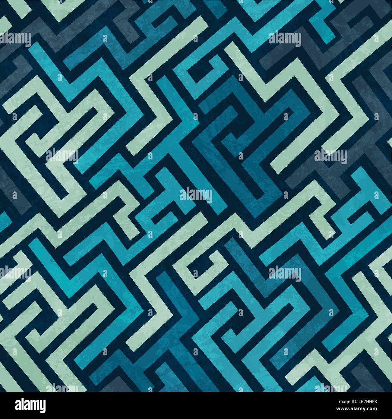 blue labyrinth seamless texture with grunge effect Stock Vector