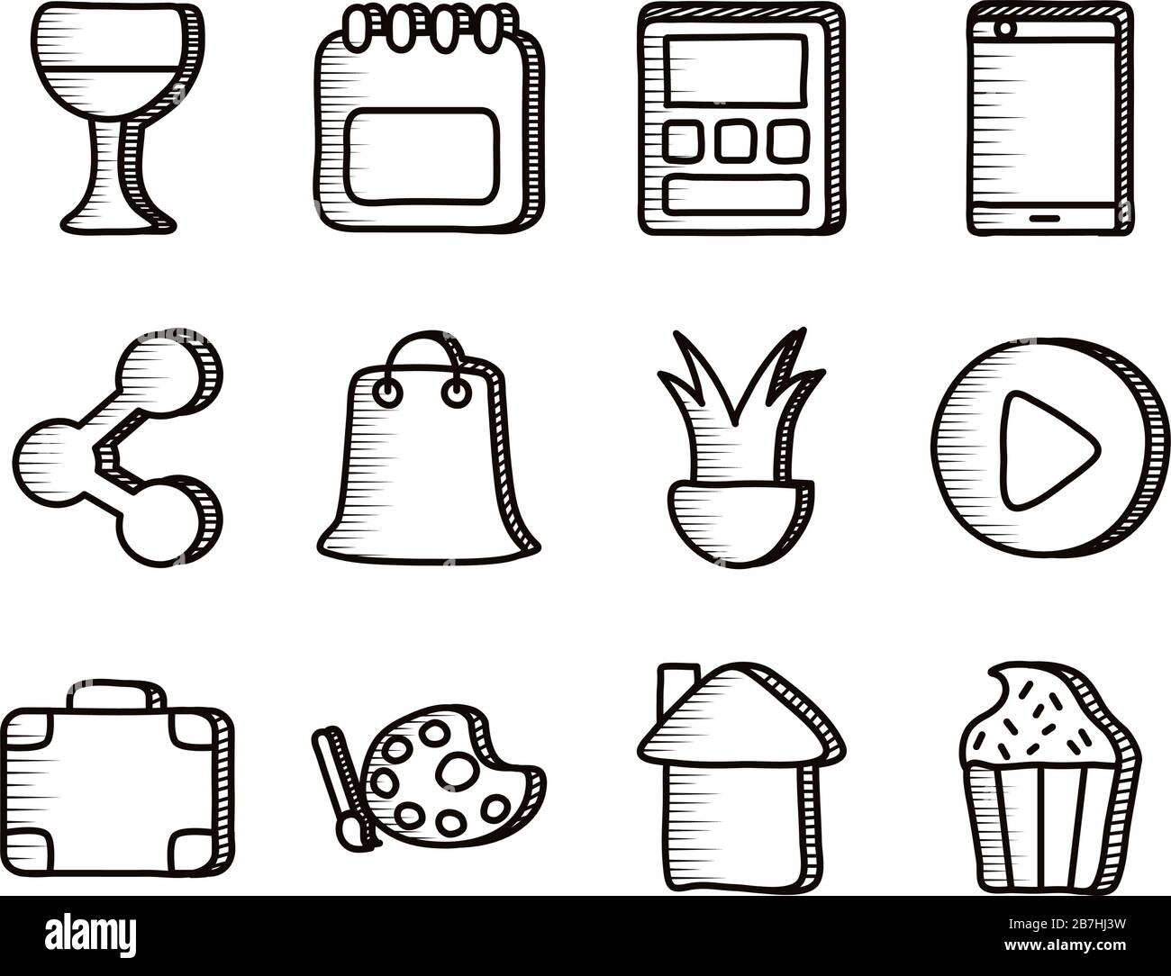 bundle of doodle set icons Stock Vector Image & Art - Alamy