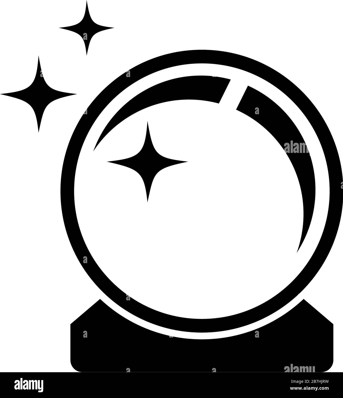 Magic Shiny Crystal Ball, Prediction Orb. Flat Vector Icon illustration. Simple black symbol on white background. Magic Crystal Ball, Prediction Orb s Stock Vector