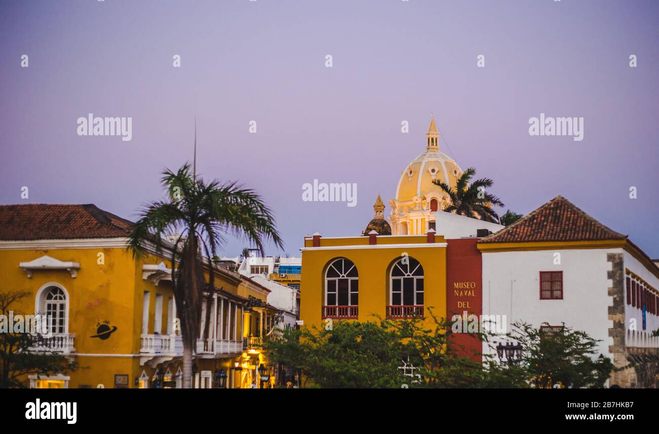 Cityscape skyline of Cartagena de Indias, Colombia, during a beautiful sunset Stock Photo
