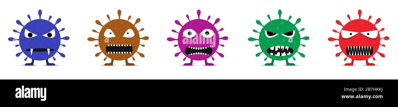 Colored coronavirus monster set Stock Vector