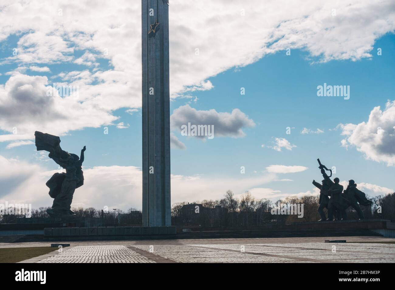 The Victory Memorial to Soviet Army in Riga, Latvia. Erected in 1985 to commemorate the Soviet Army's victory over Nazi Germany in World War II Stock Photo