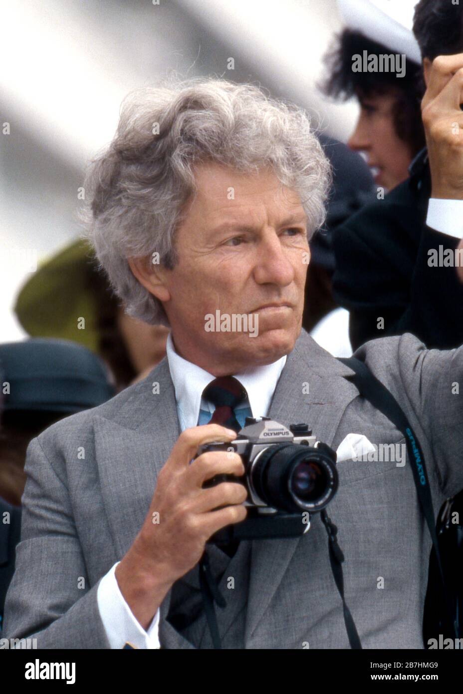 Patrick Lichfield with his Olympus Camera at the Epsom derby, Epsom, England June 1992 Stock Photo