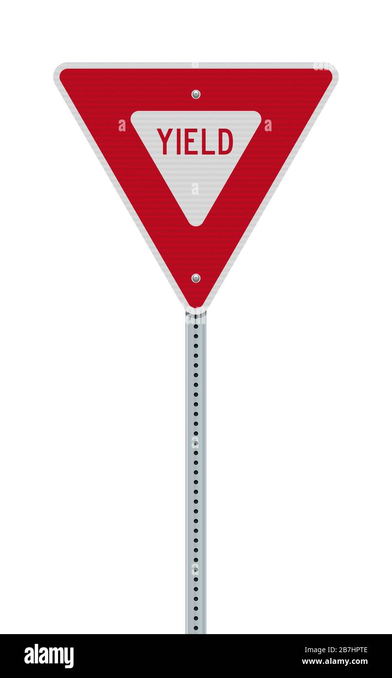 Vector illustration of the Yield downward-pointing triangle road sign Stock Vector