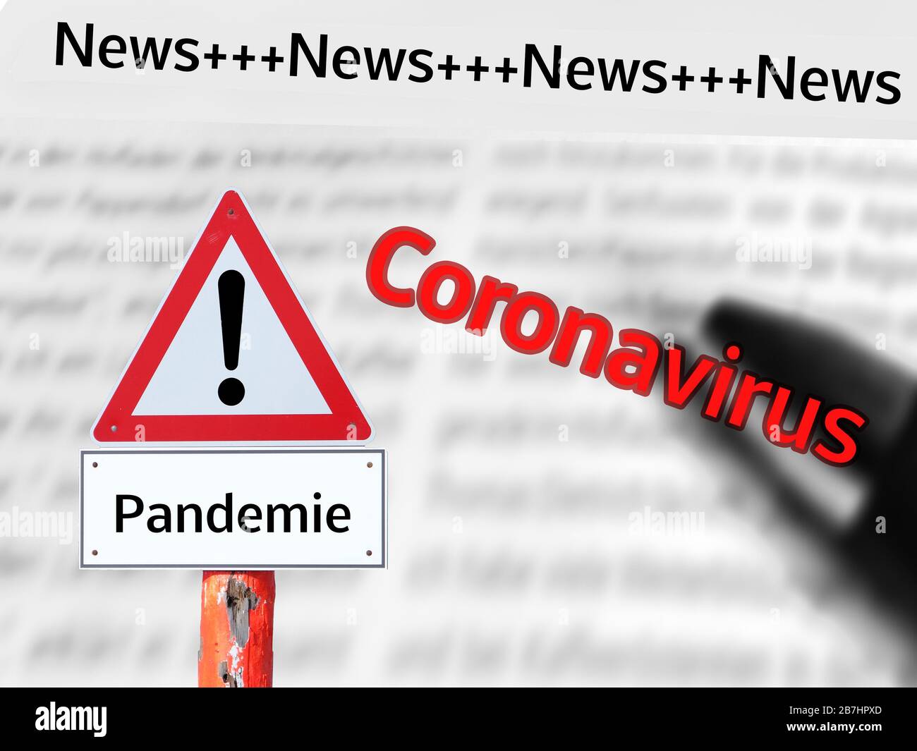 Warning sign pandemic coronavirus messages Stock Photo