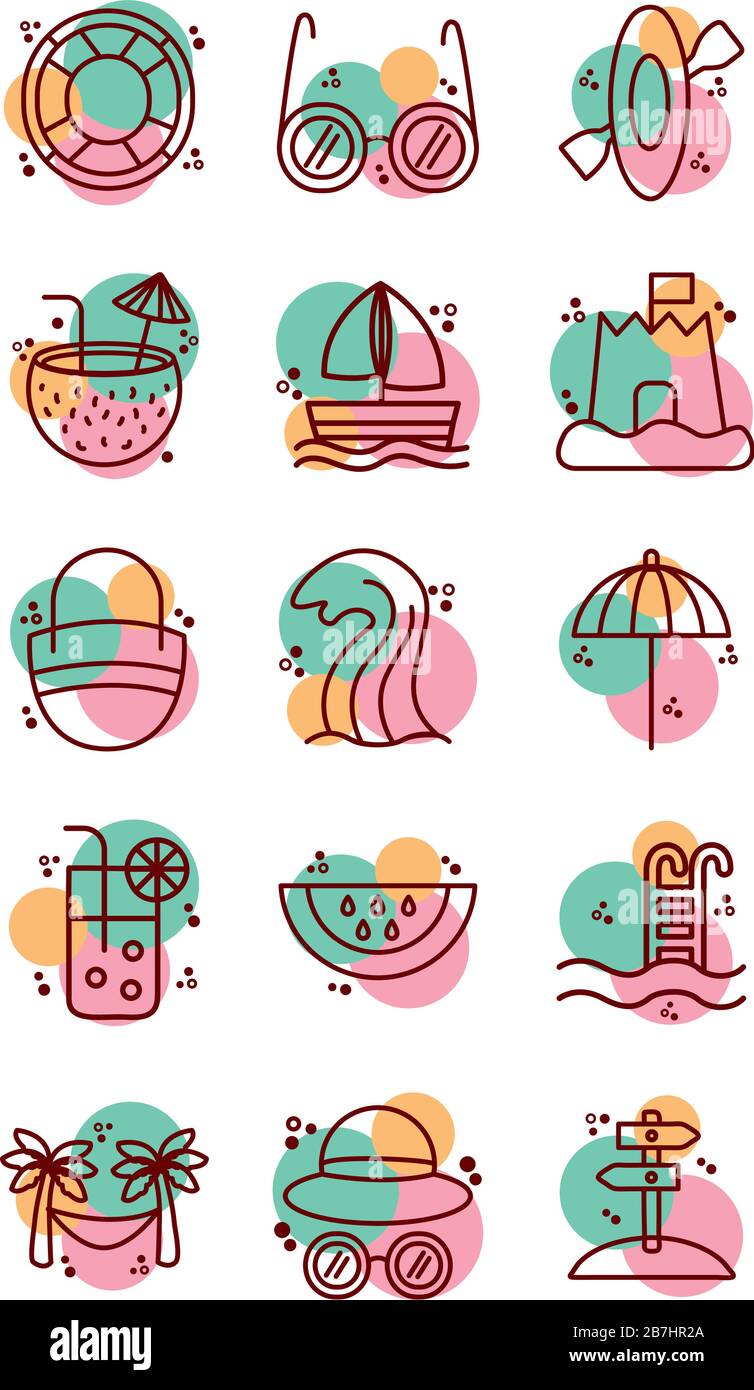 bundle of beach set line and color icons Stock Vector Image & Art - Alamy