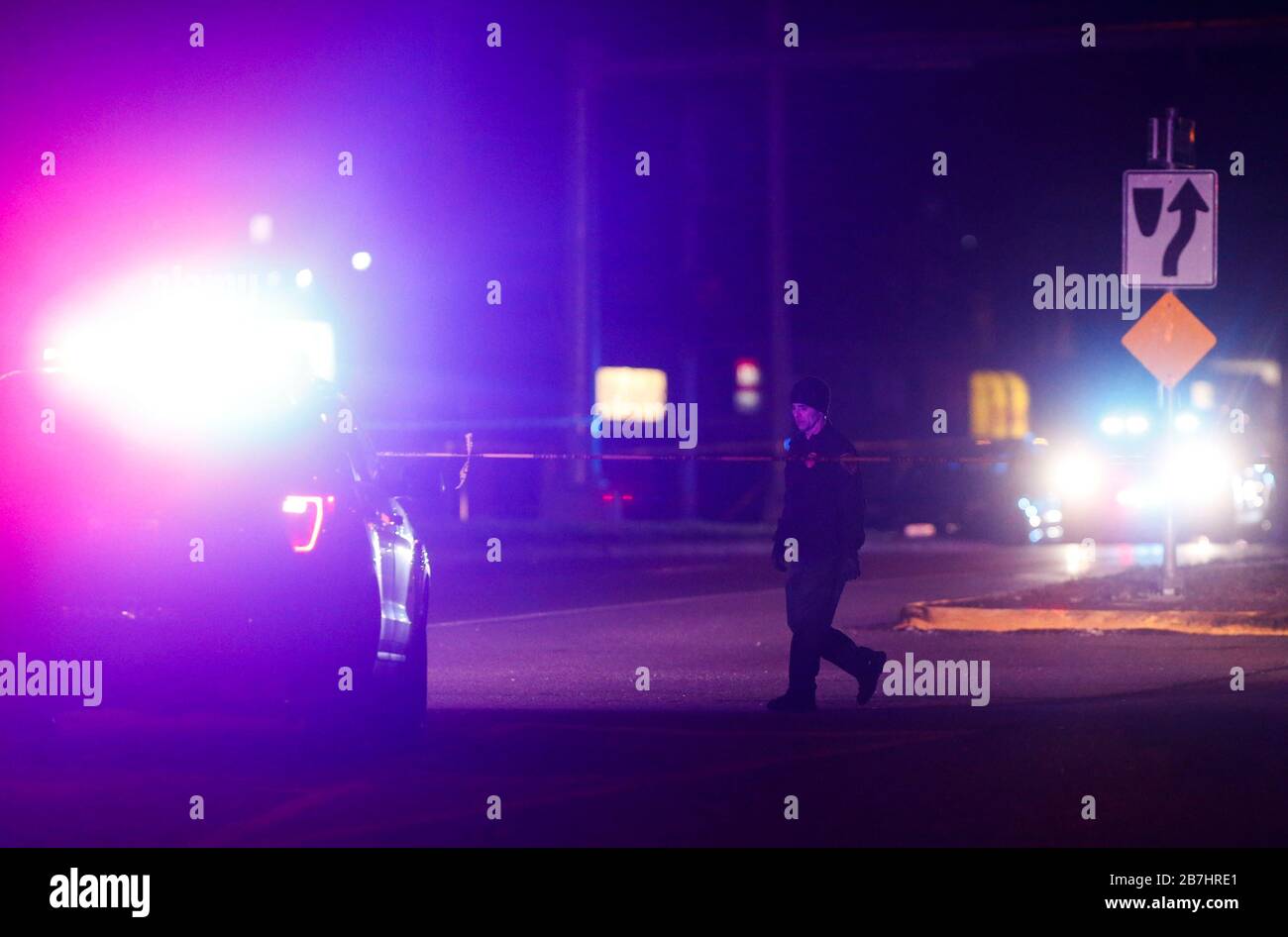 Springfield, USA. 16th Mar, 2020. Springfield police say they responded to an active shooter situation late Mar. 15, 2020 night that includes at least one fatality. Tshooting00016 (Photo by Nathan Papes/Springfield News-Leader/Imagn /USA Today Network/Sipa USA) Credit: Sipa USA/Alamy Live News Stock Photo