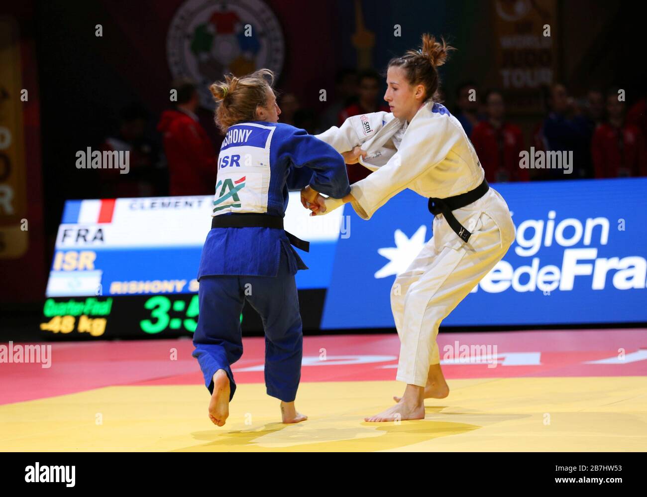 Paris, France - 08th Feb, 2020: Shira Rishony for Israel against Melanie Clement for France, Women's -48kg, Quarter-Final (Credit: Mickael Chavet) Stock Photo