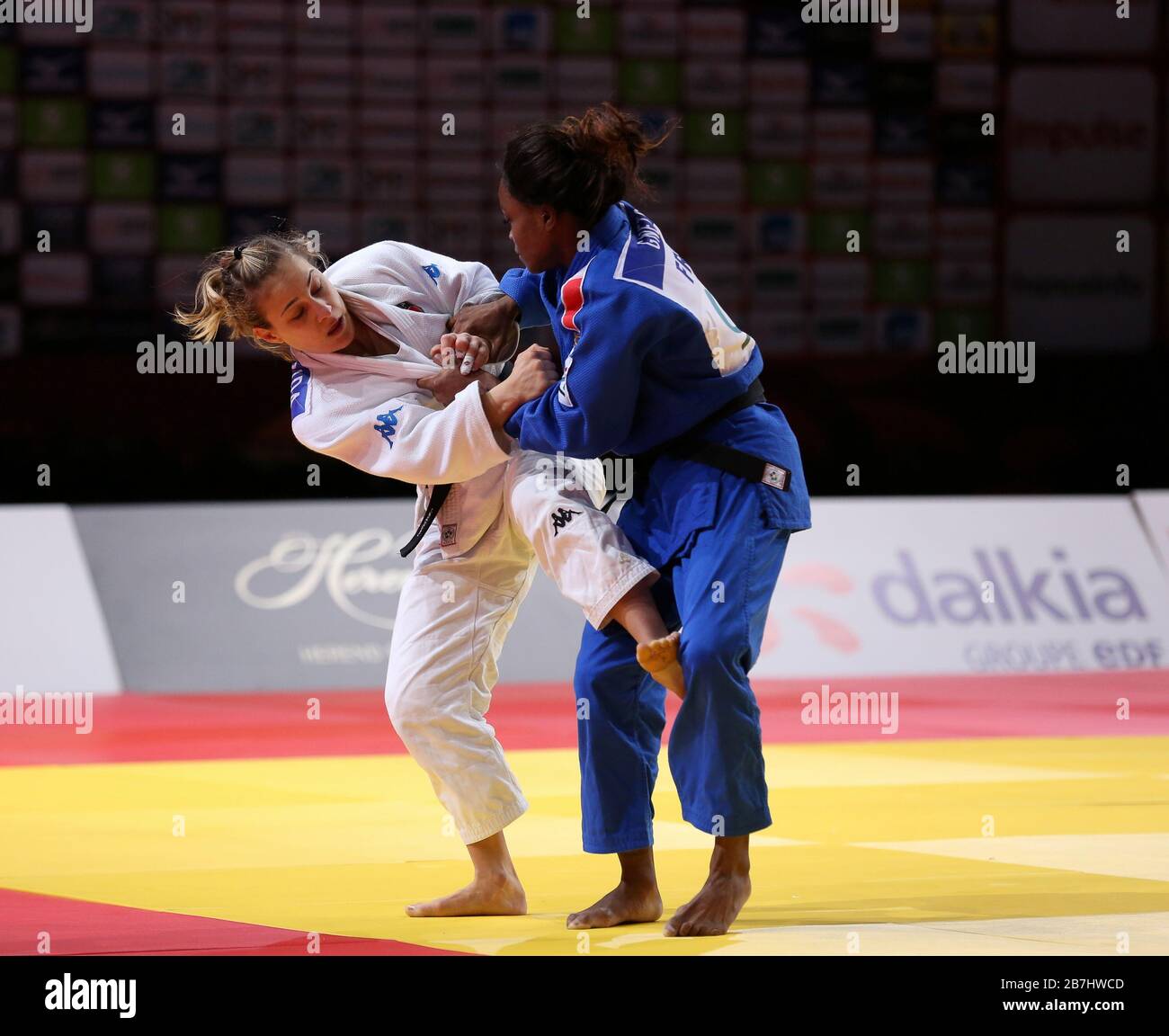 Paris, France - 08th Feb, 2020: Odette Giuffrida for Italy against Astride Gneto for France, Women's -52kg, Semi-Final (Credit: Mickael Chavet) Stock Photo