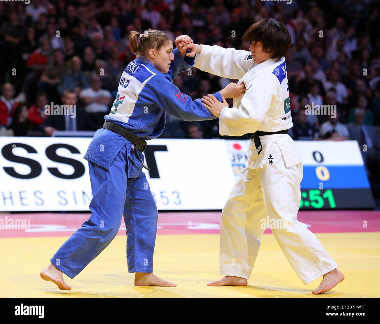 Paris, France - 08th Feb, 2020: Masako Doi for Japan against Andreja Leski for Slovenia, Women's -63 kg, Bronze Medal Match (Credit: Mickael Chavet) Stock Photo