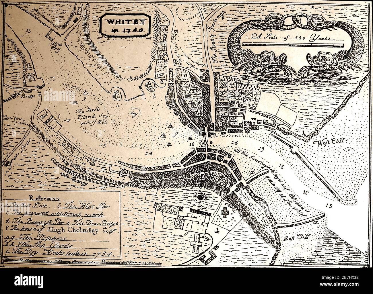 Whitby And Surrounding Area Map Whitby, North Yorkshire, Old Map Of Whitby North Yorkshire In 1740 Stock  Photo - Alamy