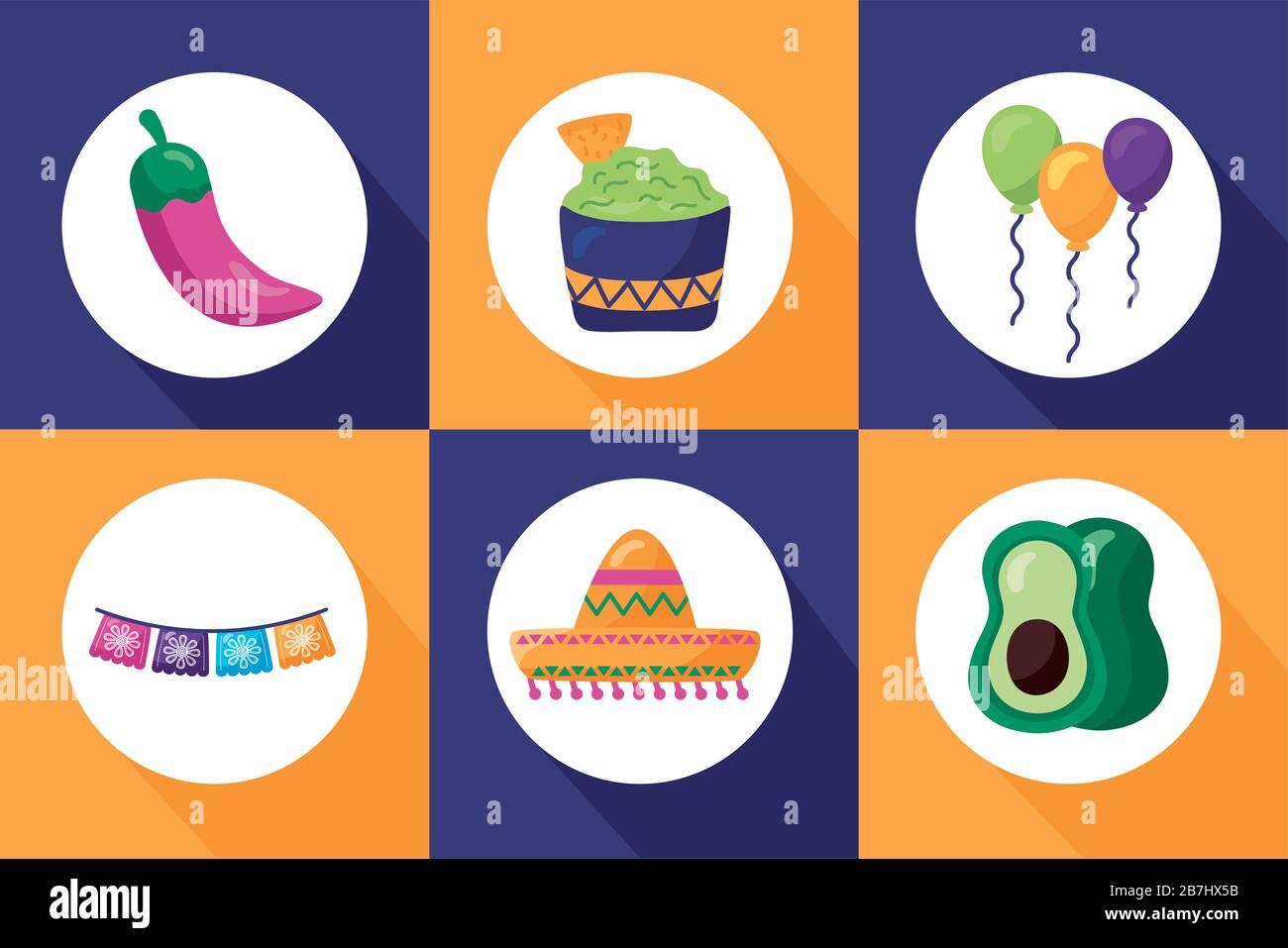 bundle of mexican set icons Stock Vector