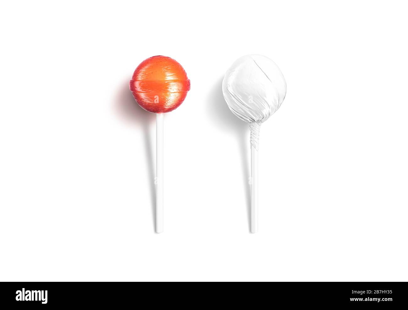 Download Blank Two Caramel Lollipop With White Wrapper Mockup Lying Isolated Stock Photo Alamy