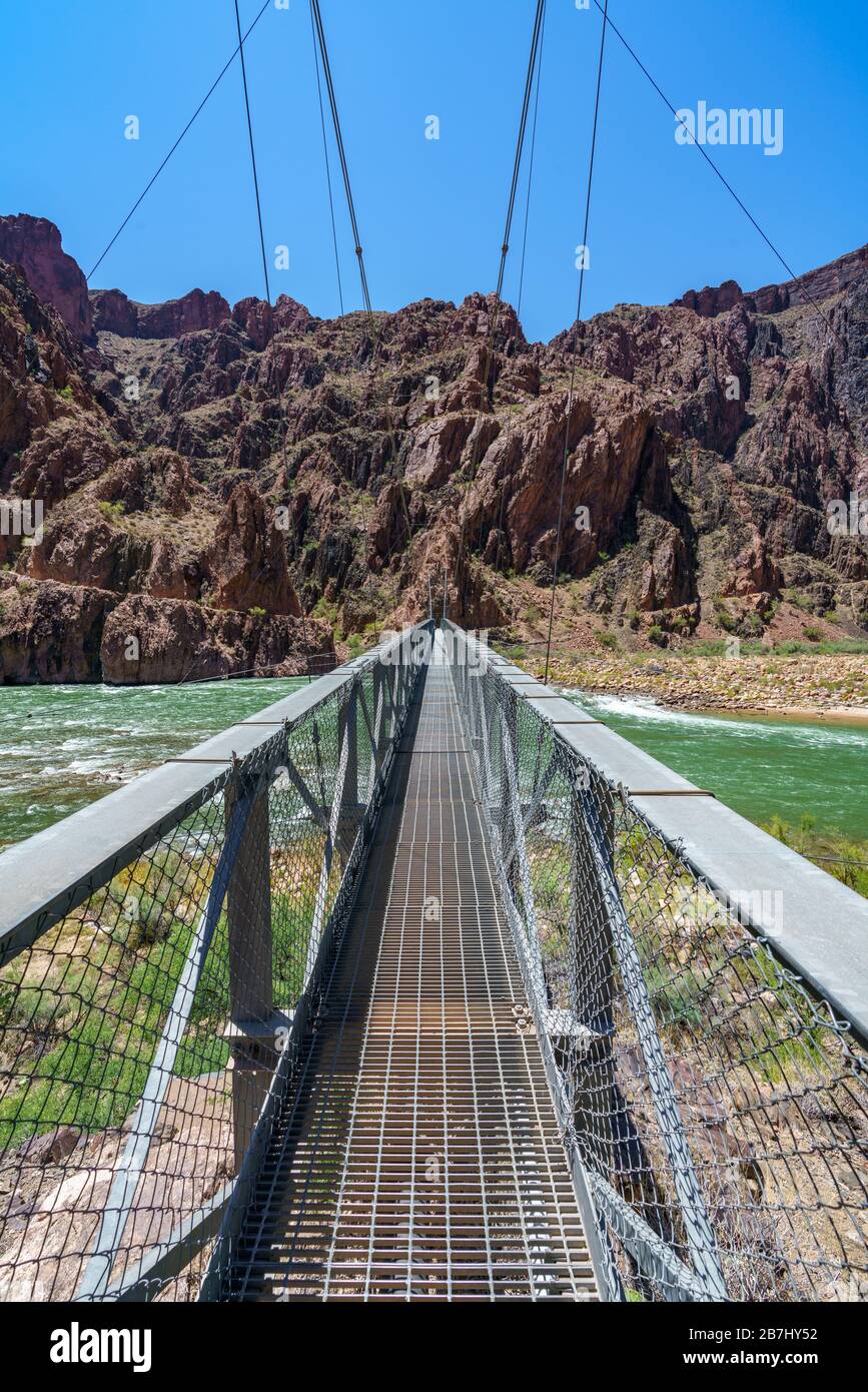 the bright angel trail bridge in grand canyon national park in arizona